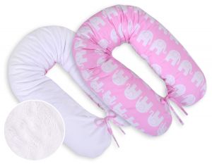 Poduszka ciążowa dwustronna Longer- Simple słonie różowe